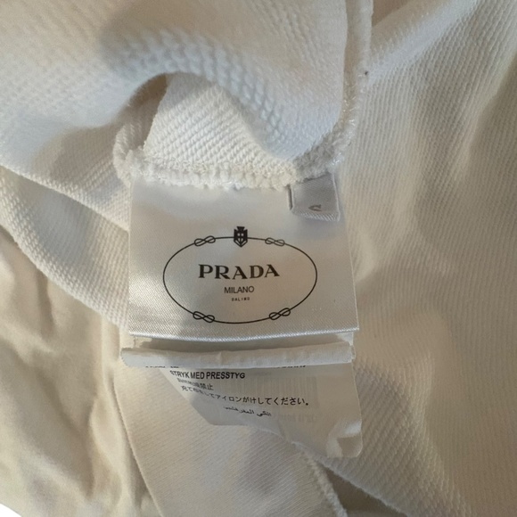 Prada White Cream Hoodie Size S Cozy Style Clean Aesthetic Loungwear Streetwear - Picture 11 of 16